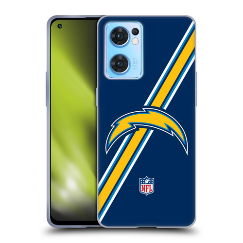 NFL Los Angeles Chargers Logo Stripes Soft Gel Case for OPPO Reno7 5G / Find X5 Lite