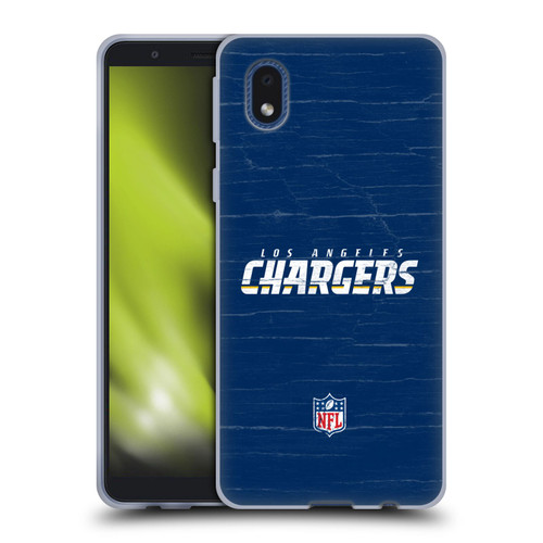 NFL Los Angeles Chargers Logo Distressed Look Soft Gel Case for Samsung Galaxy A01 Core (2020)