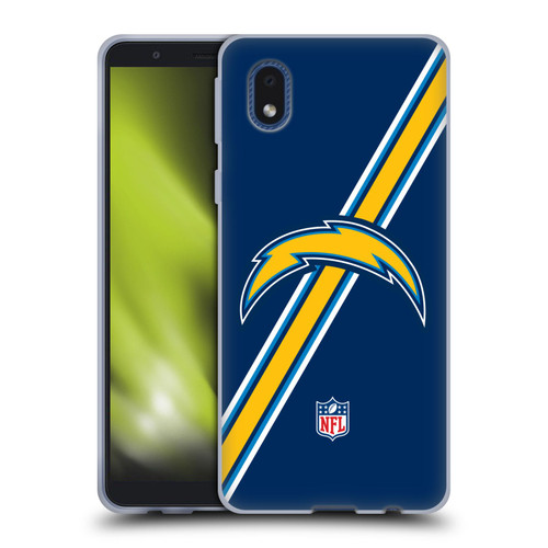 NFL Los Angeles Chargers Logo Stripes Soft Gel Case for Samsung Galaxy A01 Core (2020)