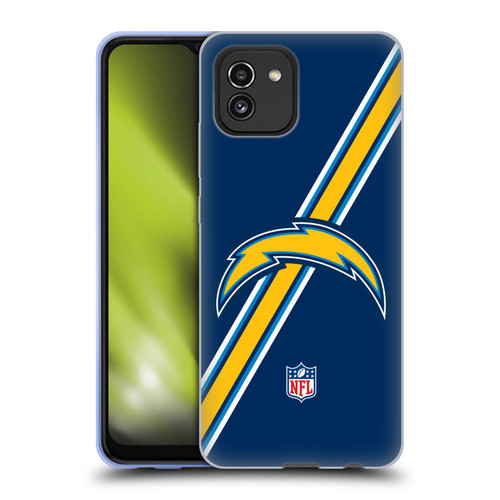 NFL Los Angeles Chargers Logo Stripes Soft Gel Case for Samsung Galaxy A03 (2021)