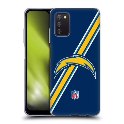 NFL Los Angeles Chargers Logo Stripes Soft Gel Case for Samsung Galaxy A03s (2021)