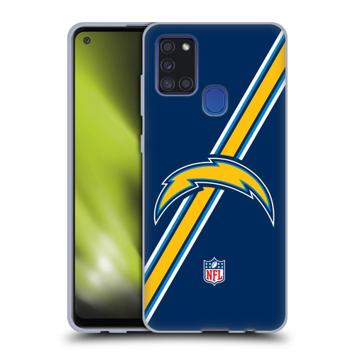 NFL Los Angeles Chargers Logo Stripes Soft Gel Case for Samsung Galaxy A21s (2020)