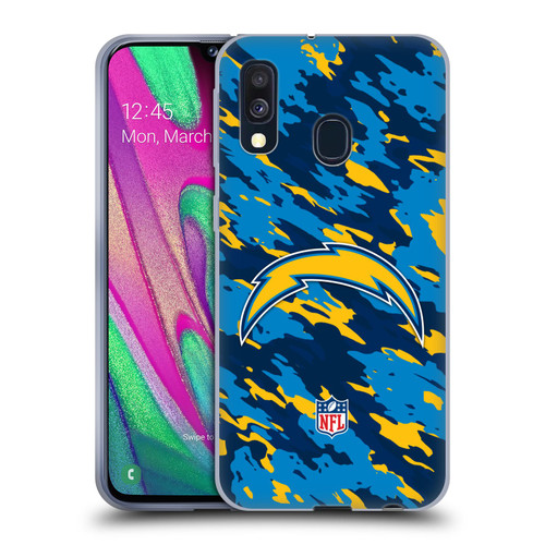 NFL Los Angeles Chargers Logo Camou Soft Gel Case for Samsung Galaxy A40 (2019)