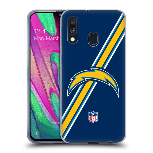NFL Los Angeles Chargers Logo Stripes Soft Gel Case for Samsung Galaxy A40 (2019)