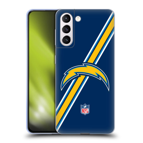 NFL Los Angeles Chargers Logo Stripes Soft Gel Case for Samsung Galaxy S21+ 5G