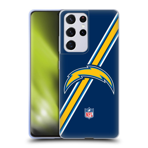 NFL Los Angeles Chargers Logo Stripes Soft Gel Case for Samsung Galaxy S21 Ultra 5G