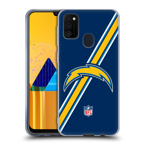 NFL Los Angeles Chargers Logo Stripes Soft Gel Case for Samsung Galaxy M30s (2019)/M21 (2020)