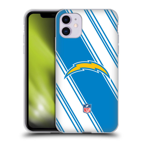 NFL Los Angeles Chargers Artwork Stripes Soft Gel Case for Apple iPhone 11