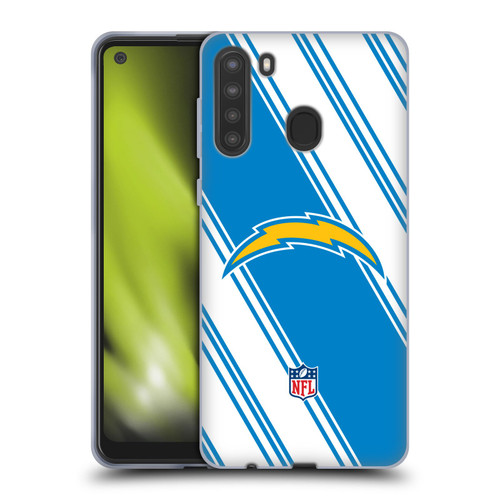 NFL Los Angeles Chargers Artwork Stripes Soft Gel Case for Samsung Galaxy A21 (2020)