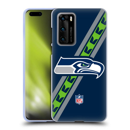 NFL Seattle Seahawks Logo Stripes Soft Gel Case for Huawei P40 5G
