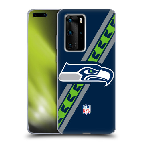 NFL Seattle Seahawks Logo Stripes Soft Gel Case for Huawei P40 Pro / P40 Pro Plus 5G