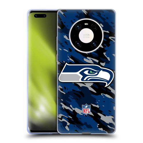 NFL Seattle Seahawks Logo Camou Soft Gel Case for Huawei Mate 40 Pro 5G