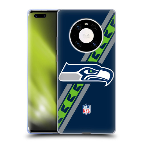 NFL Seattle Seahawks Logo Stripes Soft Gel Case for Huawei Mate 40 Pro 5G