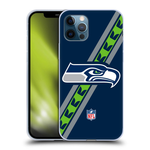 NFL Seattle Seahawks Logo Stripes Soft Gel Case for Apple iPhone 12 / iPhone 12 Pro