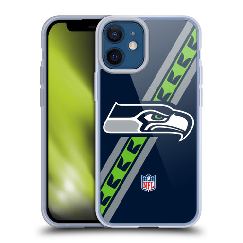 NFL Seattle Seahawks Logo Stripes Soft Gel Case for Apple iPhone 12 Mini NFL Seattle Seahawks Logo Stripes Soft Gel Case for Apple iPhone 12 Mini