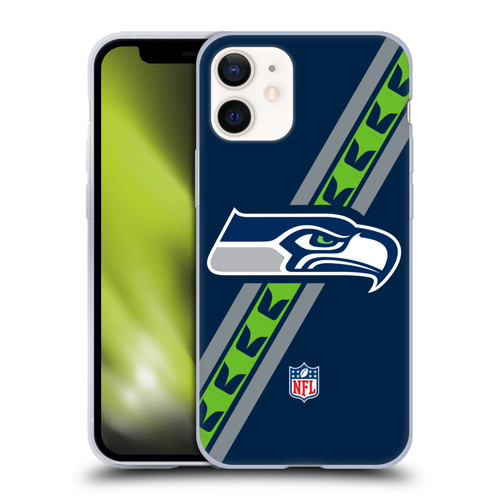 NFL Seattle Seahawks Logo Stripes Soft Gel Case for Apple iPhone 12 Mini
