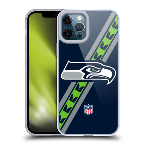NFL Seattle Seahawks Logo Stripes Soft Gel Case for Apple iPhone 12 Pro Max