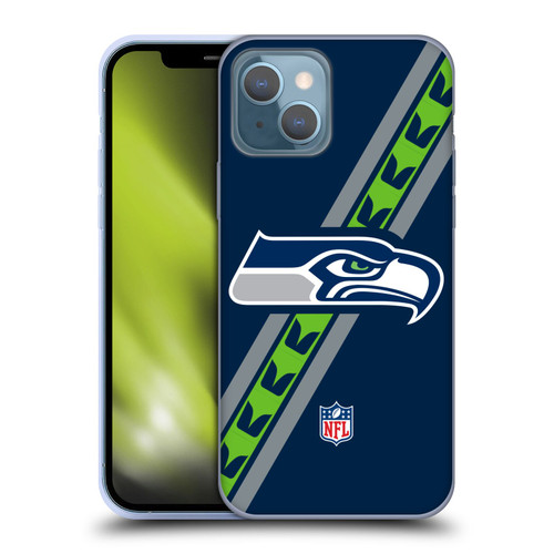 NFL Seattle Seahawks Logo Stripes Soft Gel Case for Apple iPhone 13