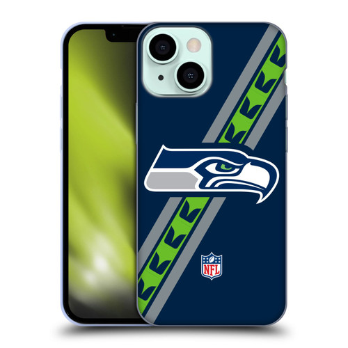 NFL Seattle Seahawks Logo Stripes Soft Gel Case for Apple iPhone 13 Mini