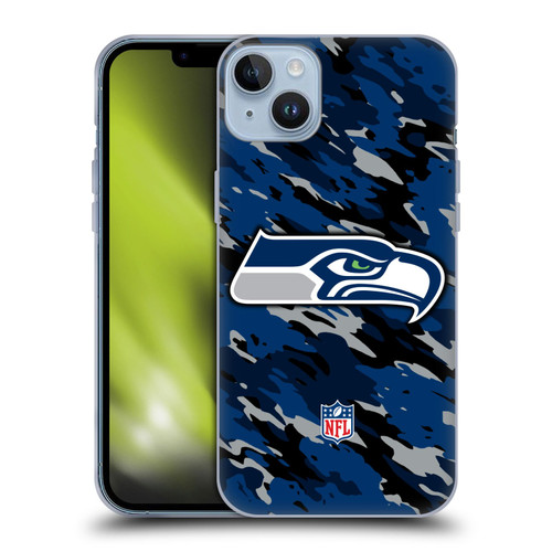 NFL Seattle Seahawks Logo Camou Soft Gel Case for Apple iPhone 14 Plus