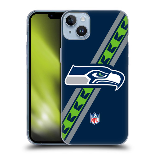 NFL Seattle Seahawks Logo Stripes Soft Gel Case for Apple iPhone 14 Plus