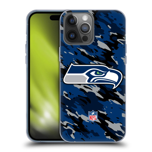 NFL Seattle Seahawks Logo Camou Soft Gel Case for Apple iPhone 14 Pro Max