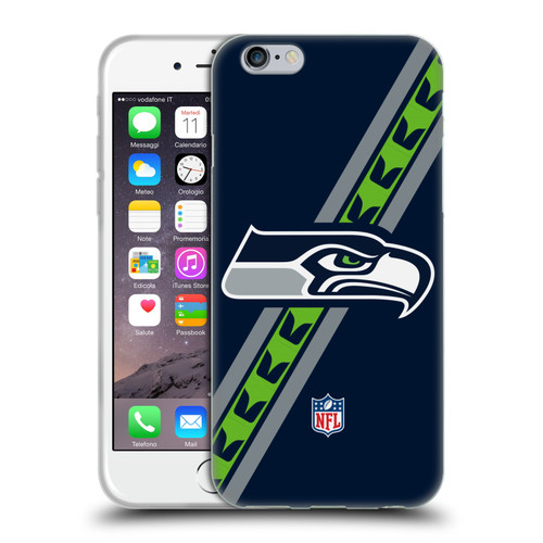 NFL Seattle Seahawks Logo Stripes Soft Gel Case for Apple iPhone 6 / iPhone 6s