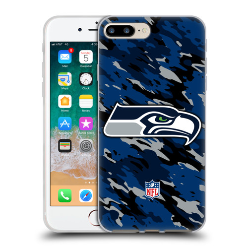 NFL Seattle Seahawks Logo Camou Soft Gel Case for Apple iPhone 7 Plus / iPhone 8 Plus