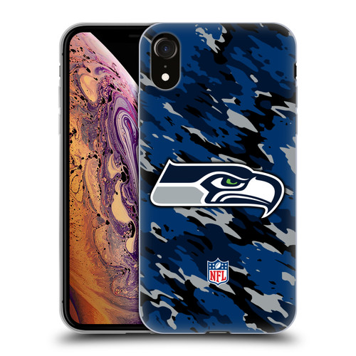 NFL Seattle Seahawks Logo Camou Soft Gel Case for Apple iPhone XR