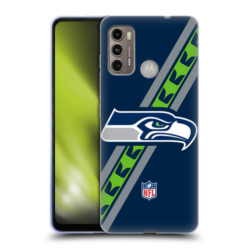 NFL Seattle Seahawks Logo Stripes Soft Gel Case for Motorola Moto G60 / Moto G40 Fusion