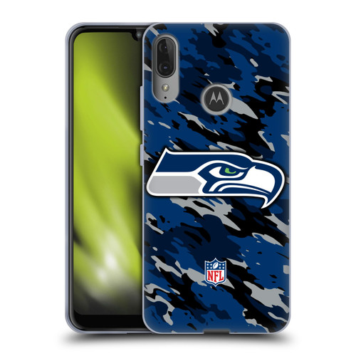 NFL Seattle Seahawks Logo Camou Soft Gel Case for Motorola Moto E6 Plus