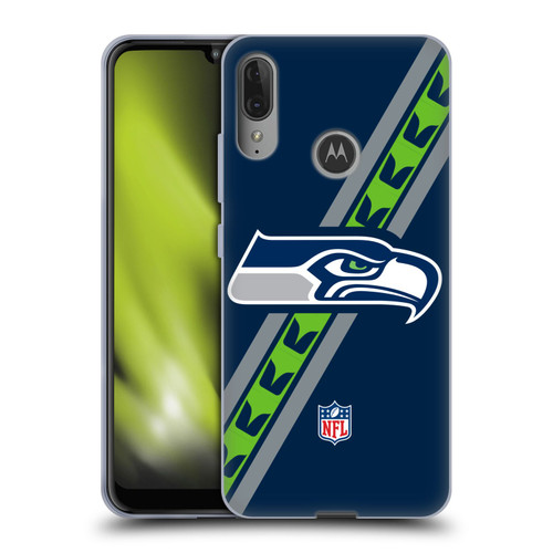 NFL Seattle Seahawks Logo Stripes Soft Gel Case for Motorola Moto E6 Plus