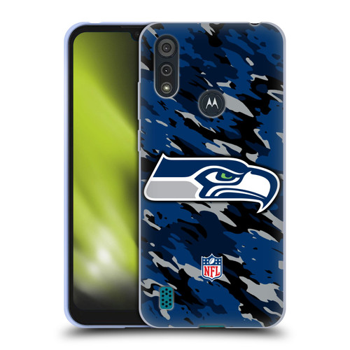 NFL Seattle Seahawks Logo Camou Soft Gel Case for Motorola Moto E6s (2020)