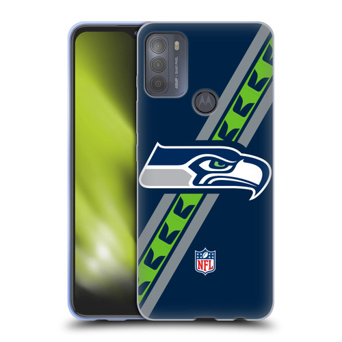 NFL Seattle Seahawks Logo Stripes Soft Gel Case for Motorola Moto G50