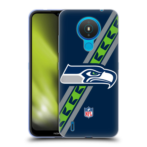 NFL Seattle Seahawks Logo Stripes Soft Gel Case for Nokia 1.4