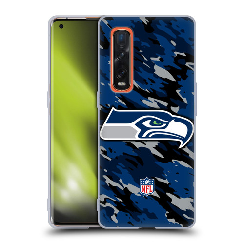 NFL Seattle Seahawks Logo Camou Soft Gel Case for OPPO Find X2 Pro 5G
