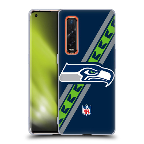 NFL Seattle Seahawks Logo Stripes Soft Gel Case for OPPO Find X2 Pro 5G