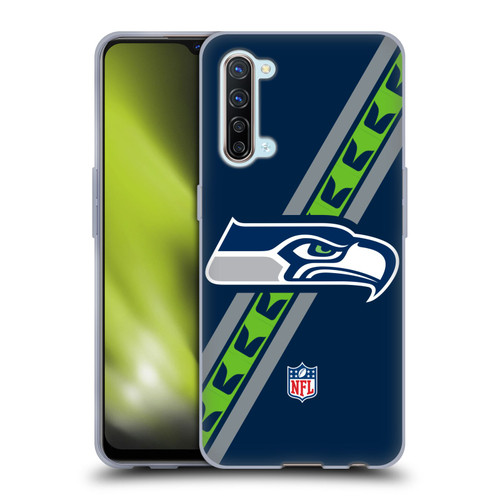 NFL Seattle Seahawks Logo Stripes Soft Gel Case for OPPO Find X2 Lite 5G
