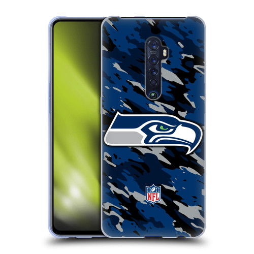 NFL Seattle Seahawks Logo Camou Soft Gel Case for OPPO Reno 2