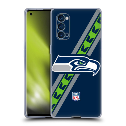 NFL Seattle Seahawks Logo Stripes Soft Gel Case for OPPO Reno 4 Pro 5G
