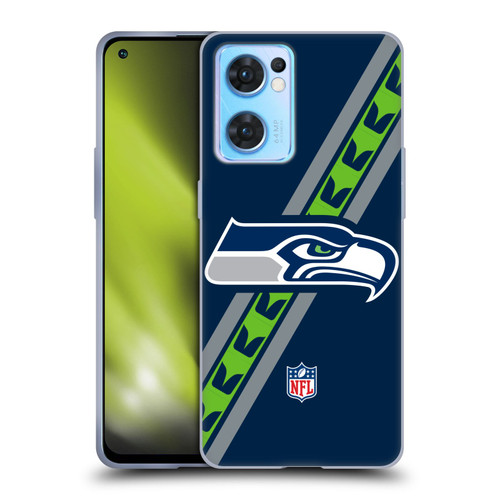 NFL Seattle Seahawks Logo Stripes Soft Gel Case for OPPO Reno7 5G / Find X5 Lite