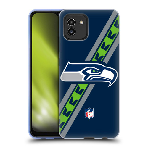 NFL Seattle Seahawks Logo Stripes Soft Gel Case for Samsung Galaxy A03 (2021)