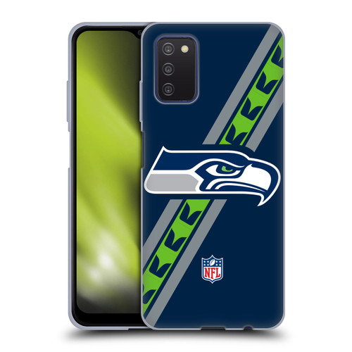 NFL Seattle Seahawks Logo Stripes Soft Gel Case for Samsung Galaxy A03s (2021)