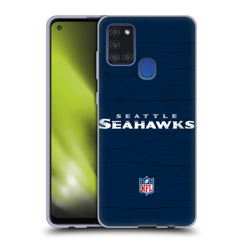 NFL Seattle Seahawks Logo Distressed Look Soft Gel Case for Samsung Galaxy A21s (2020)