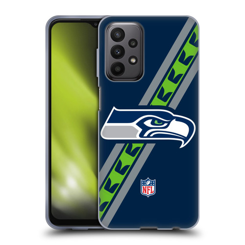 NFL Seattle Seahawks Logo Stripes Soft Gel Case for Samsung Galaxy A23 / 5G (2022)
