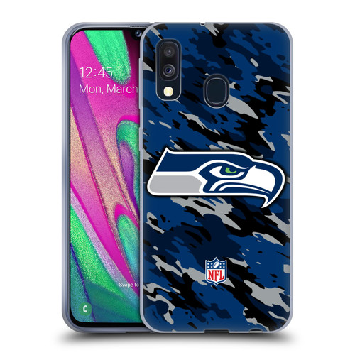 NFL Seattle Seahawks Logo Camou Soft Gel Case for Samsung Galaxy A40 (2019)