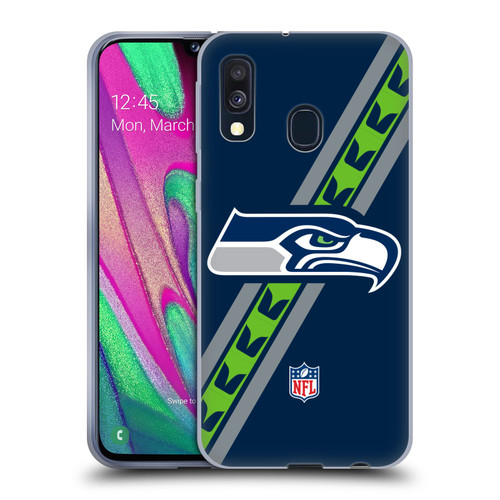 NFL Seattle Seahawks Logo Stripes Soft Gel Case for Samsung Galaxy A40 (2019)