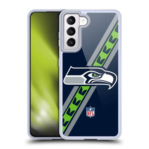 NFL Seattle Seahawks Logo Stripes Soft Gel Case for Samsung Galaxy S21 5G
