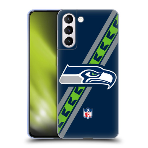 NFL Seattle Seahawks Logo Stripes Soft Gel Case for Samsung Galaxy S21+ 5G