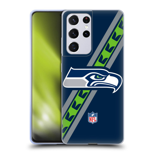 NFL Seattle Seahawks Logo Stripes Soft Gel Case for Samsung Galaxy S21 Ultra 5G